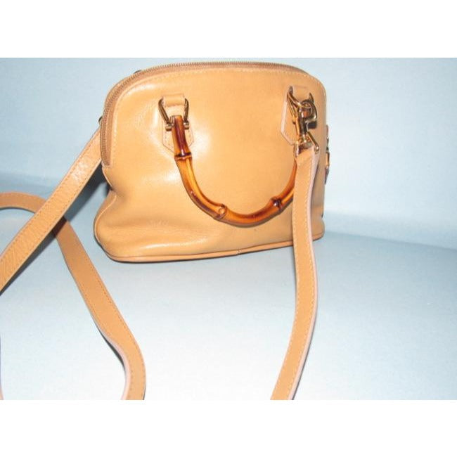Gucci Camel Leather Two-Way Bamboo Satchel