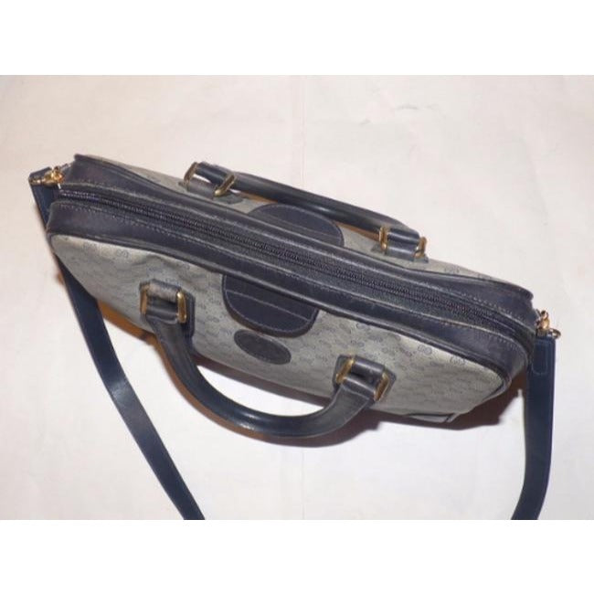 Gucci Boston Bag Micro Guccissima Coated Canvas Two Way Blue Leather And Gg Leather Satchel
