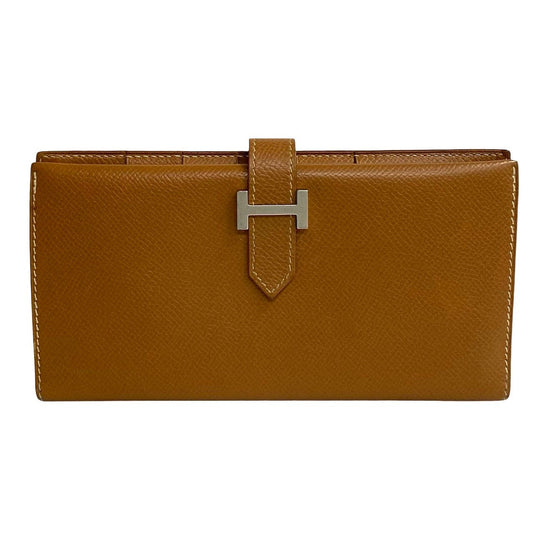 HERMES Long Wallet Purse Epsom Brown Bean