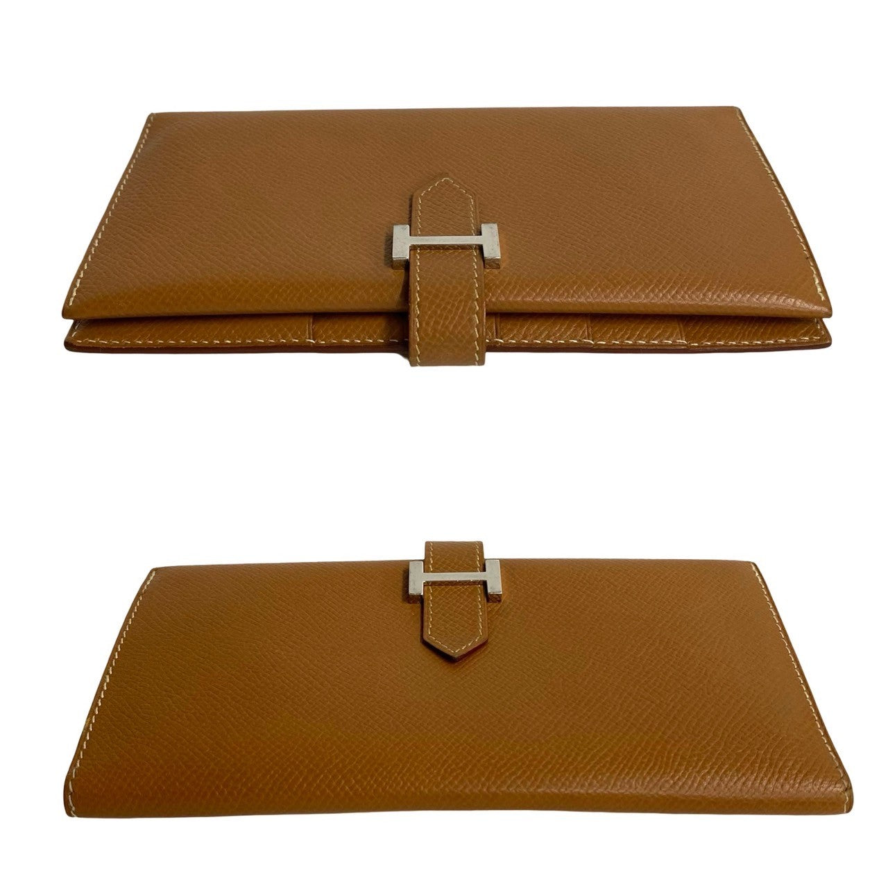 HERMES Long Wallet Purse Epsom Brown Bean