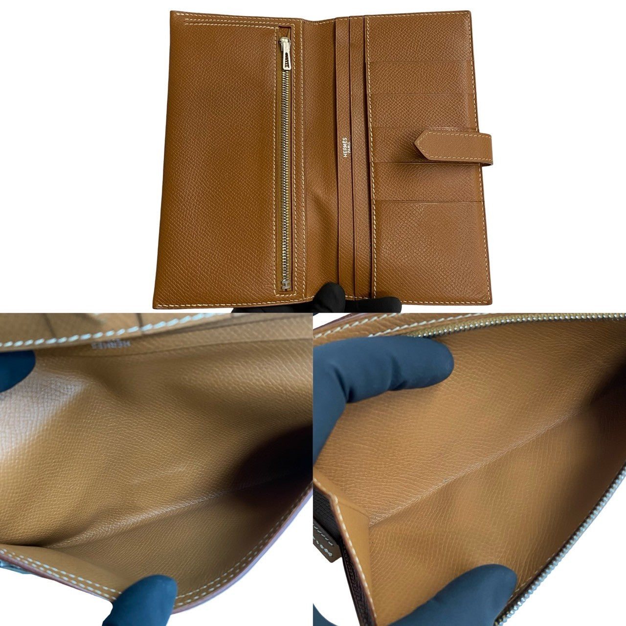 HERMES Long Wallet Purse Epsom Brown Bean