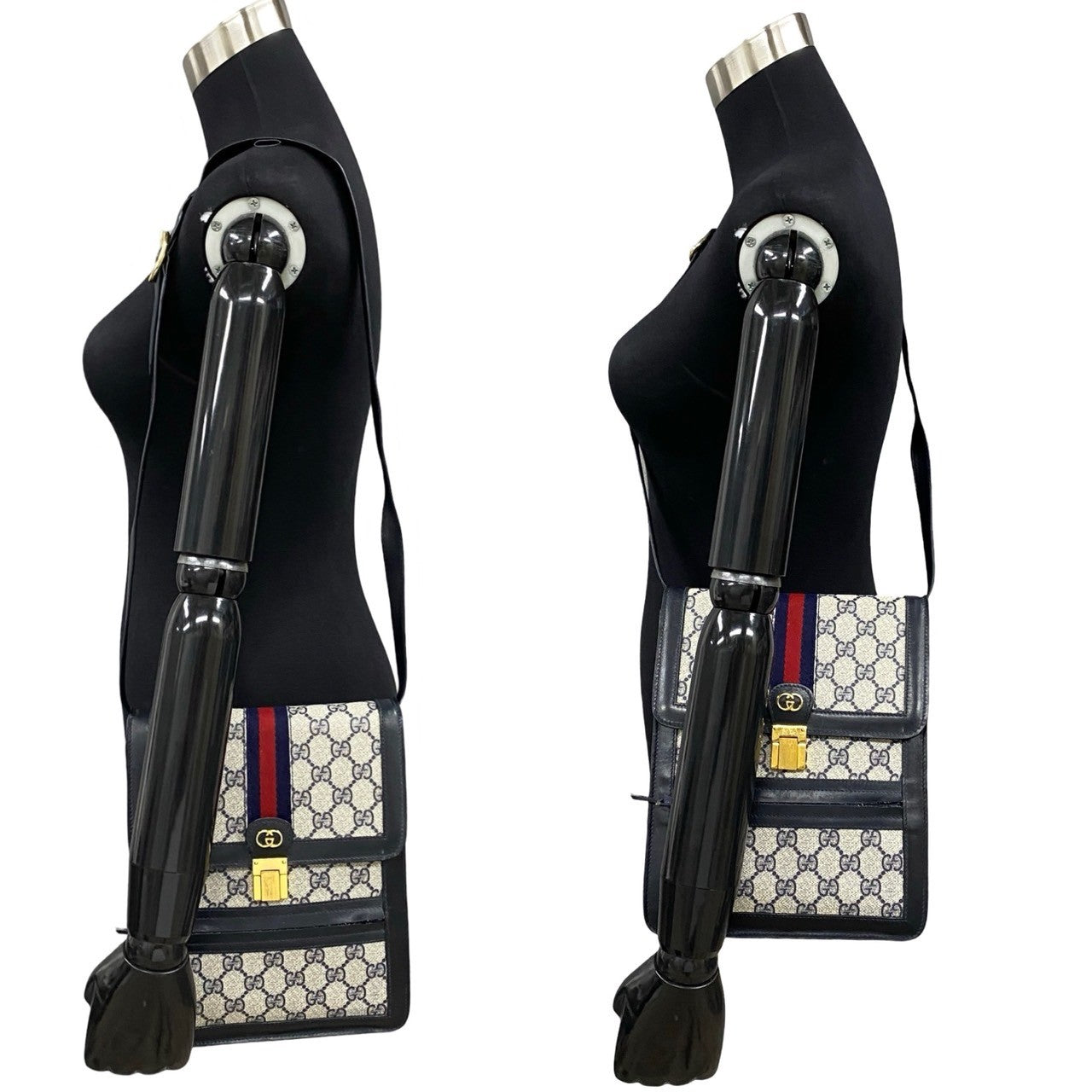 GUCCI Shoulder Bag leather gray Sherry line