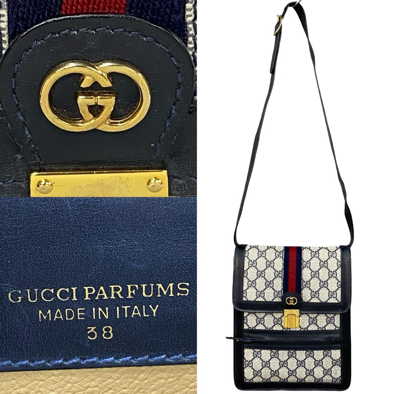 GUCCI Shoulder Bag leather gray Sherry line
