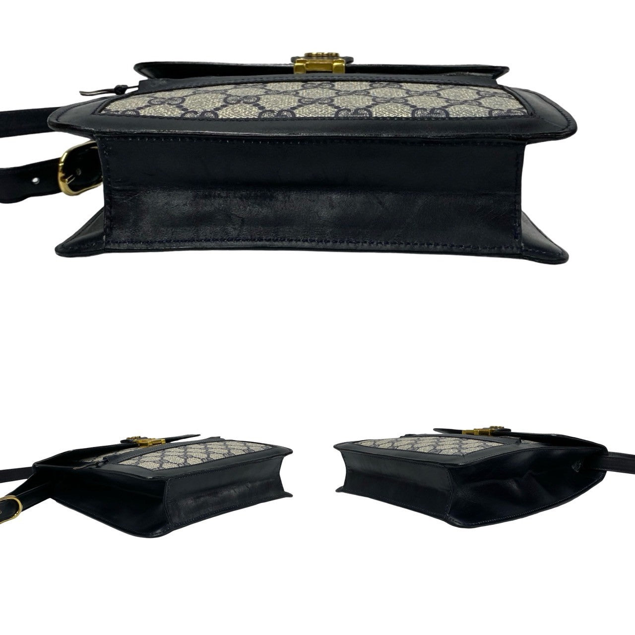 GUCCI Shoulder Bag leather gray Sherry line