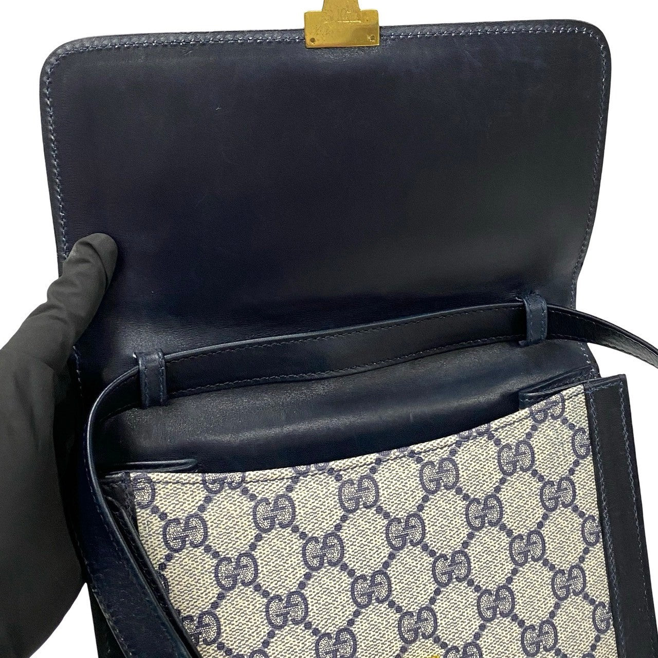 GUCCI Shoulder Bag leather gray Sherry line