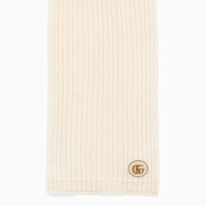Gucci Ivory Cashmere Scarf With Logo Women