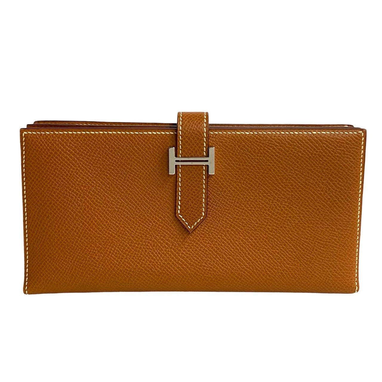 HERMES Long Wallet Purse Epsom Brown Bane Souffle