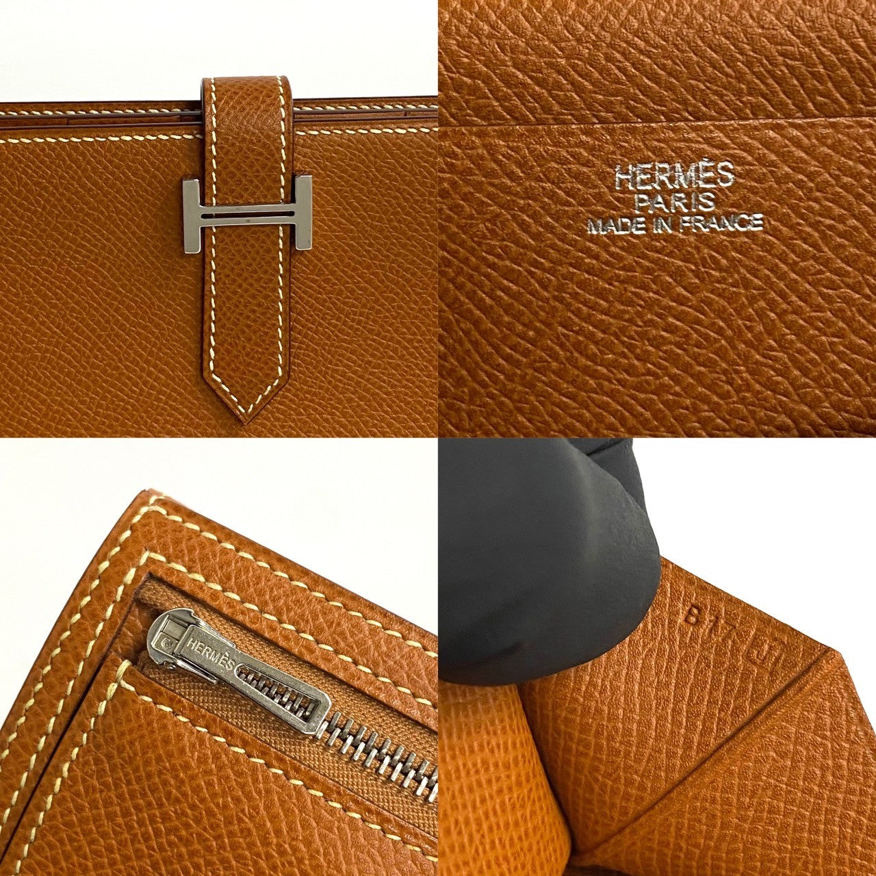 HERMES Long Wallet Purse Epsom Brown Bane Souffle