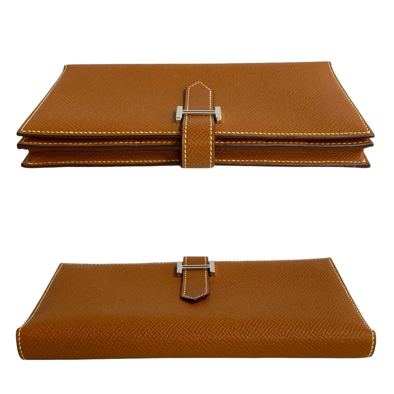 HERMES Long Wallet Purse Epsom Brown Bane Souffle