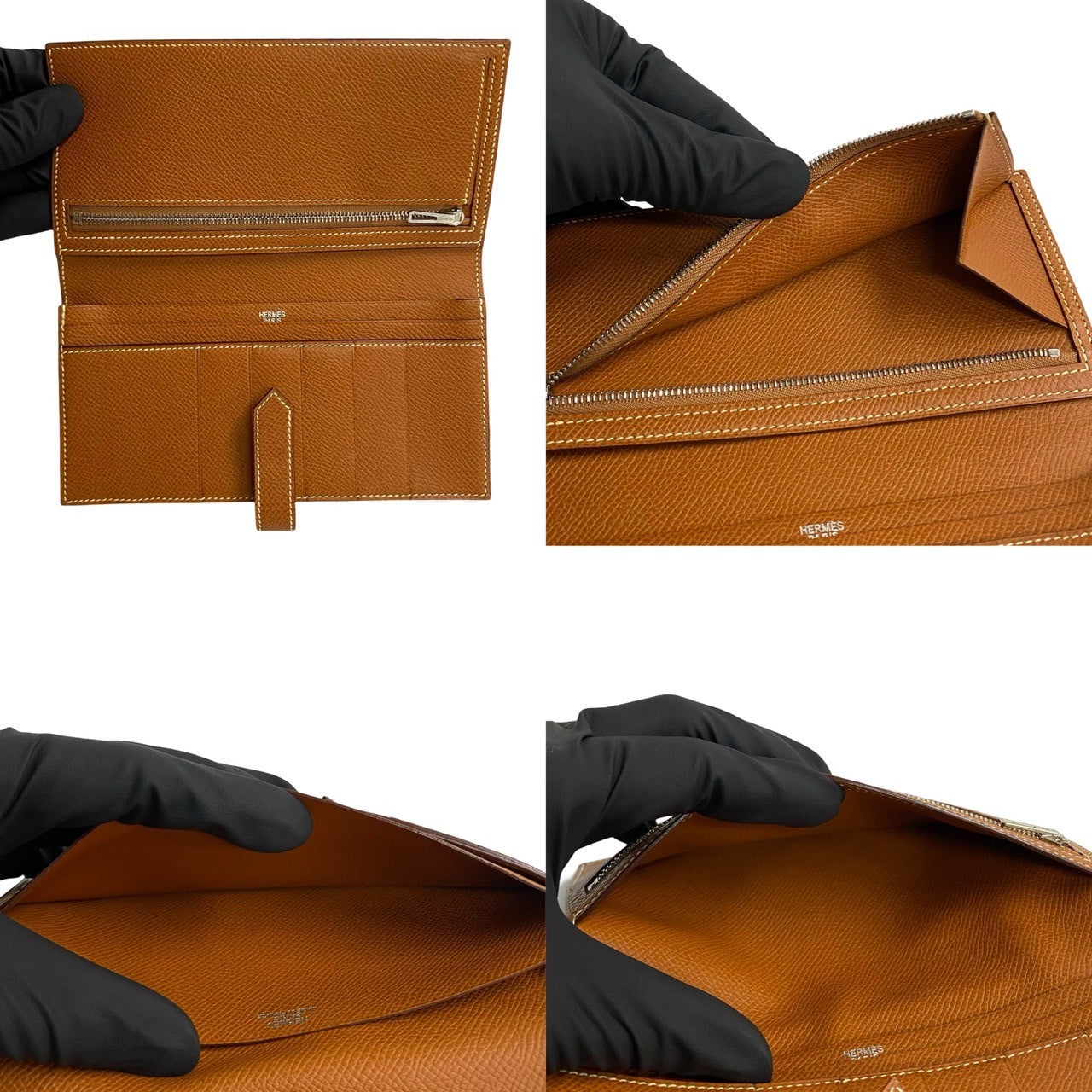 HERMES Long Wallet Purse Epsom Brown Bane Souffle