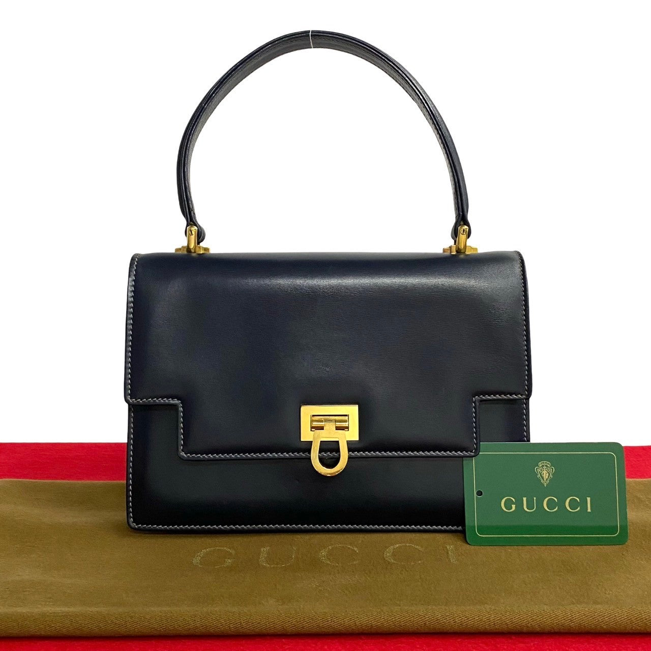 GUCCI Handbag Calfskin Navy