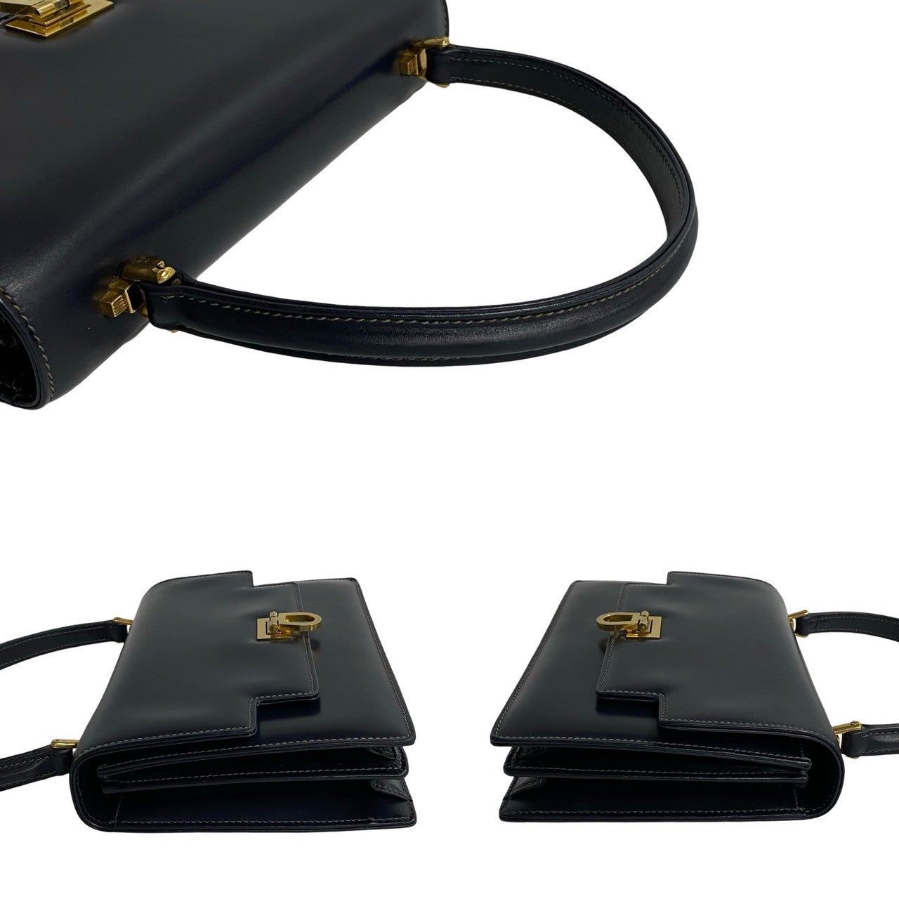 GUCCI Handbag Calfskin Navy
