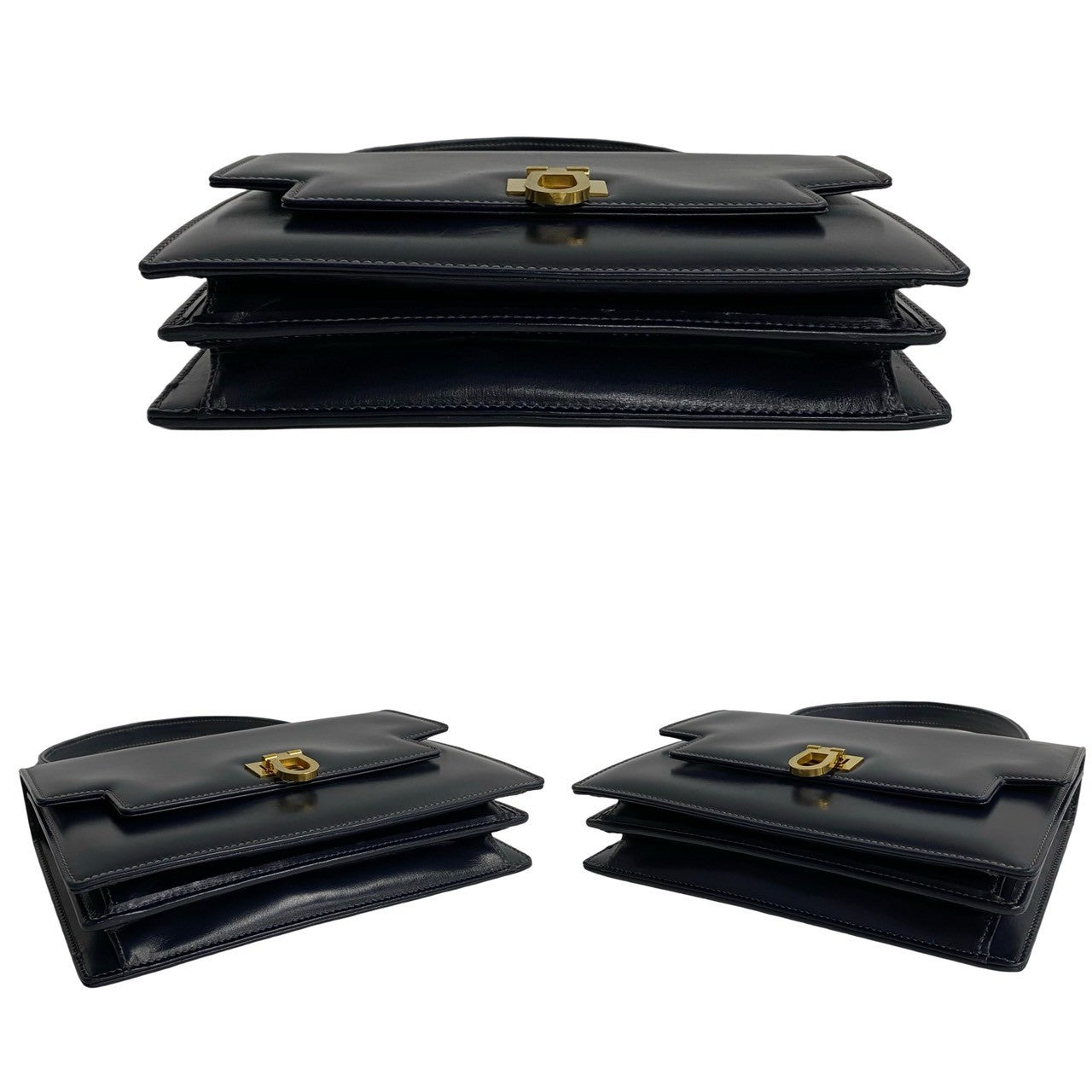 GUCCI Handbag Calfskin Navy