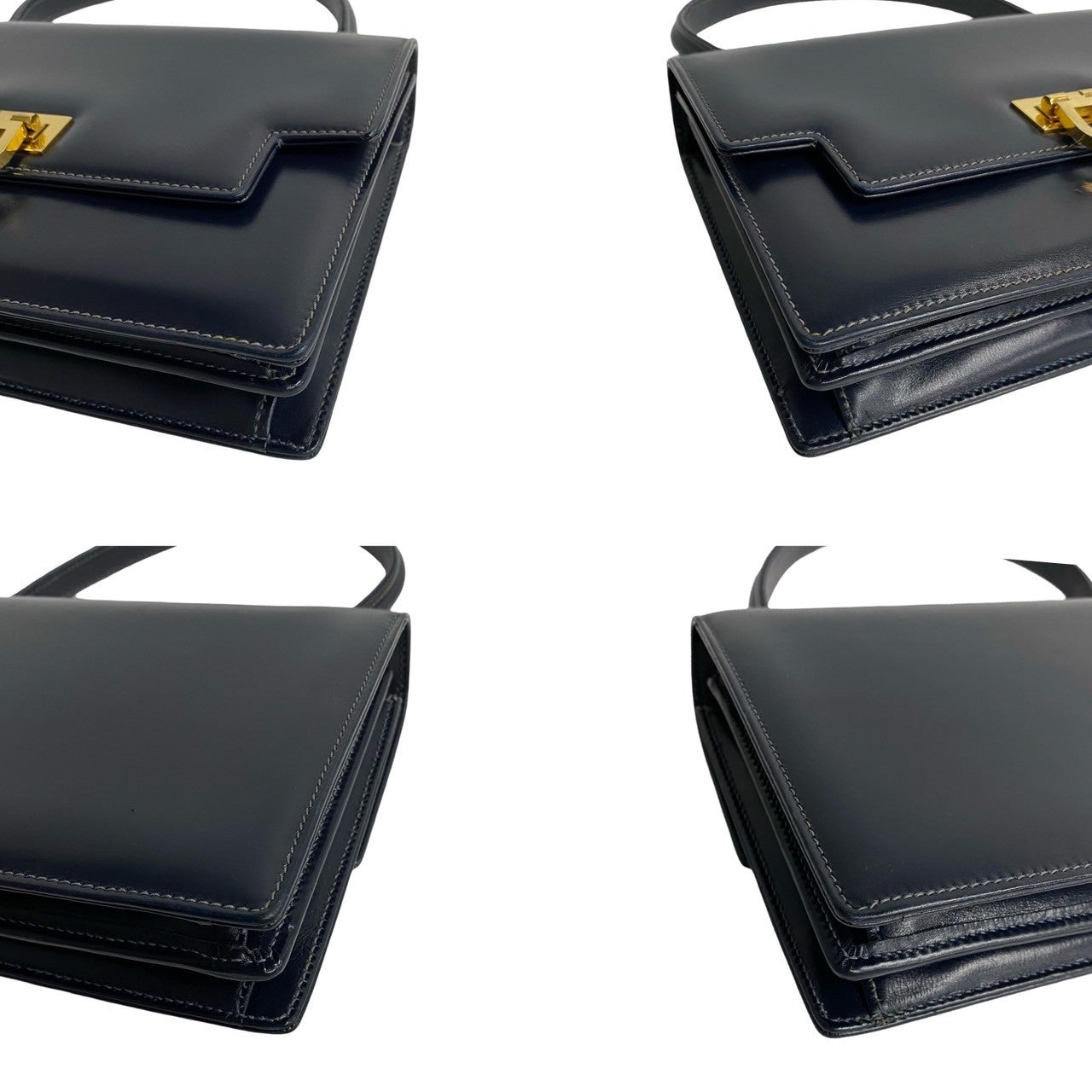 GUCCI Handbag Calfskin Navy