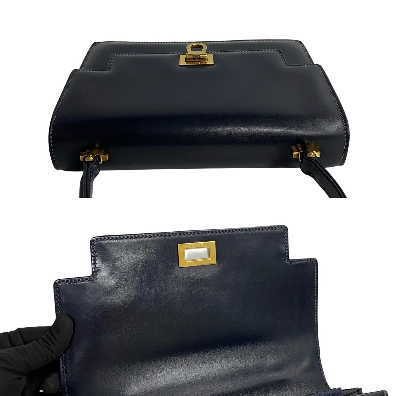 GUCCI Handbag Calfskin Navy