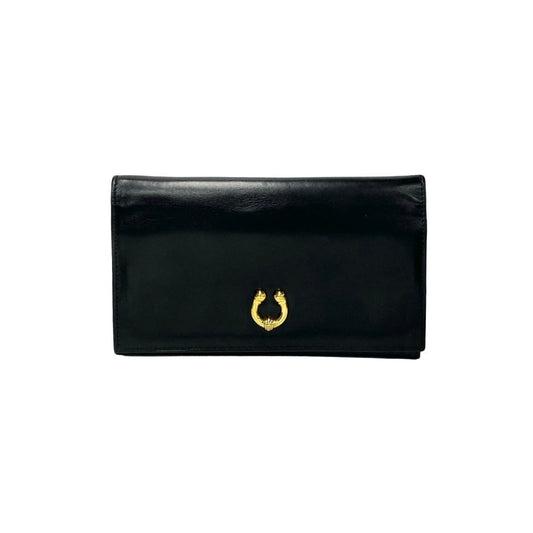 GUCCI Long Wallet Purse leather black