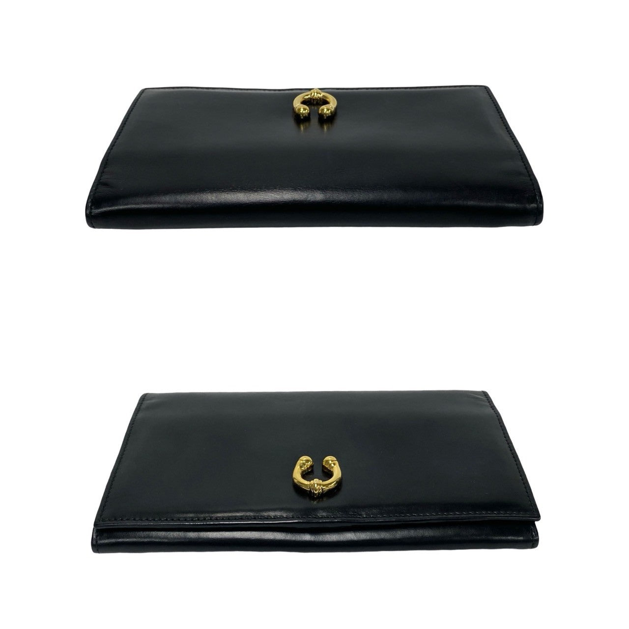 GUCCI Long Wallet Purse leather black