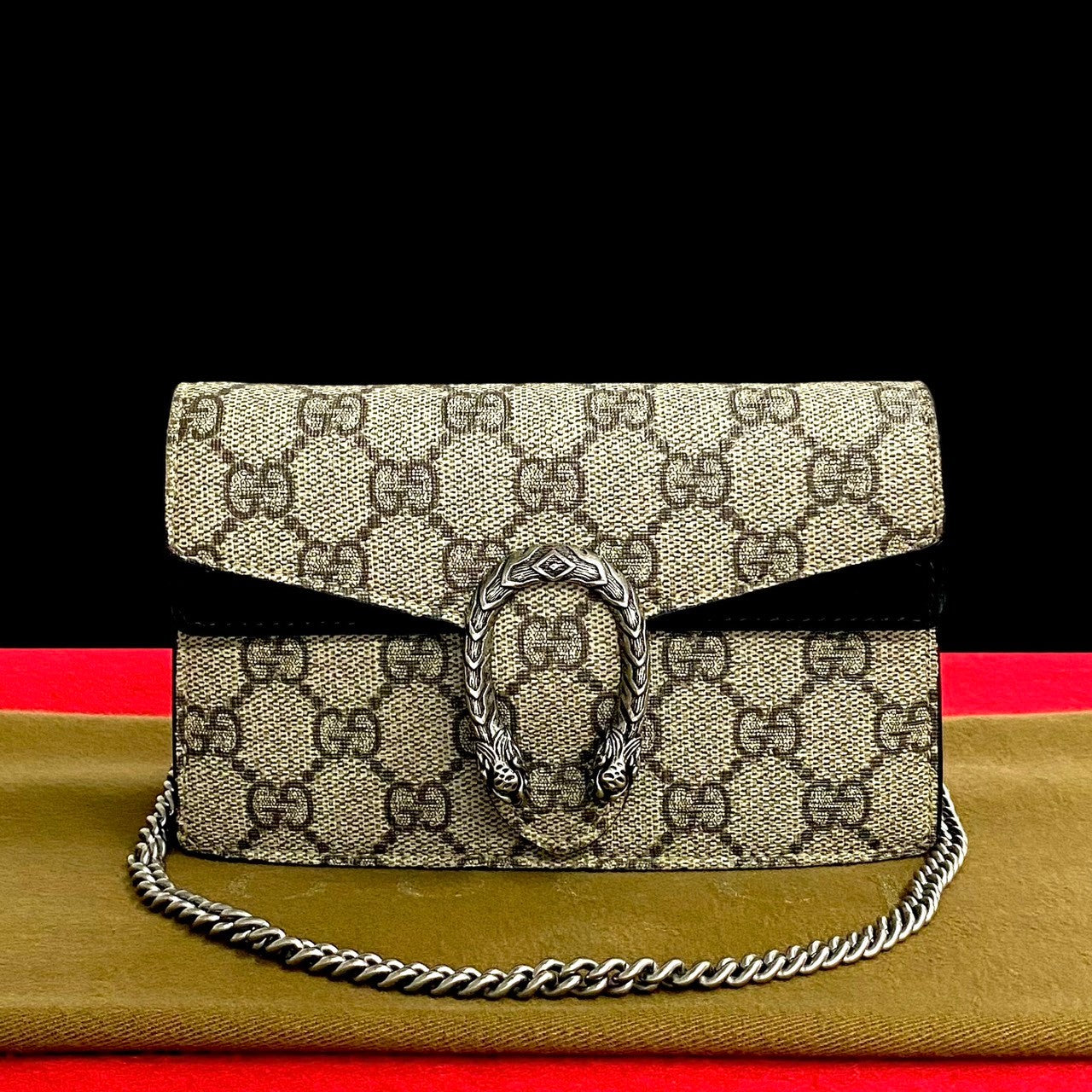 GUCCI Shoulder Bag leather Brown Dionysus Super Mini Bag