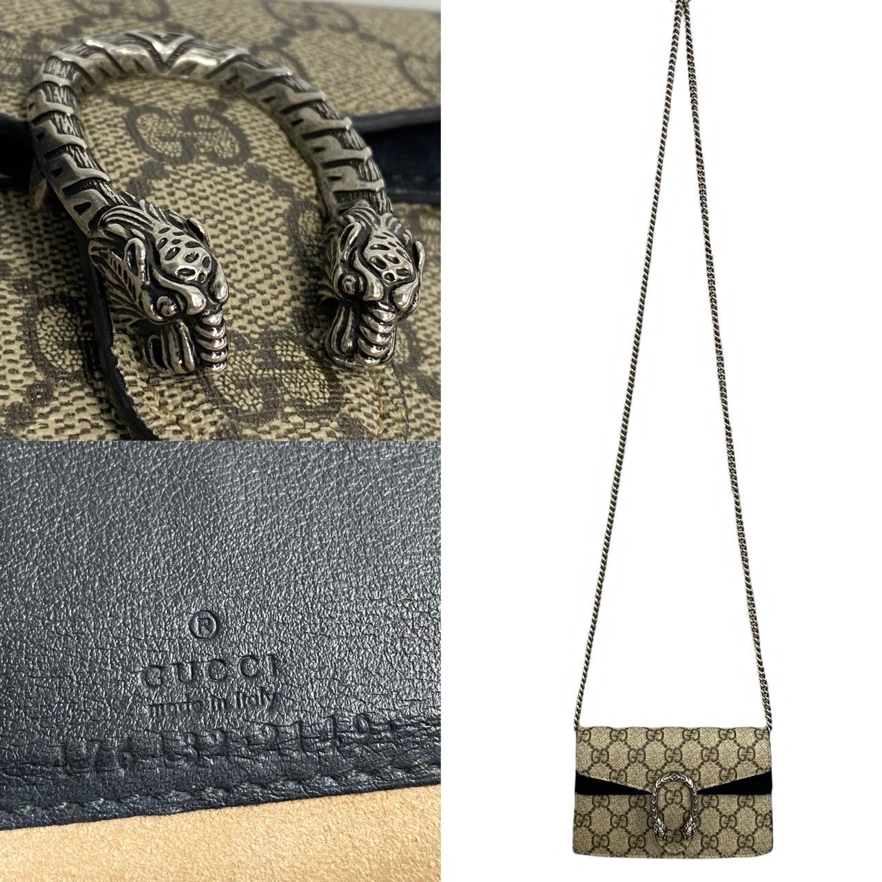 GUCCI Shoulder Bag leather Brown Dionysus Super Mini Bag