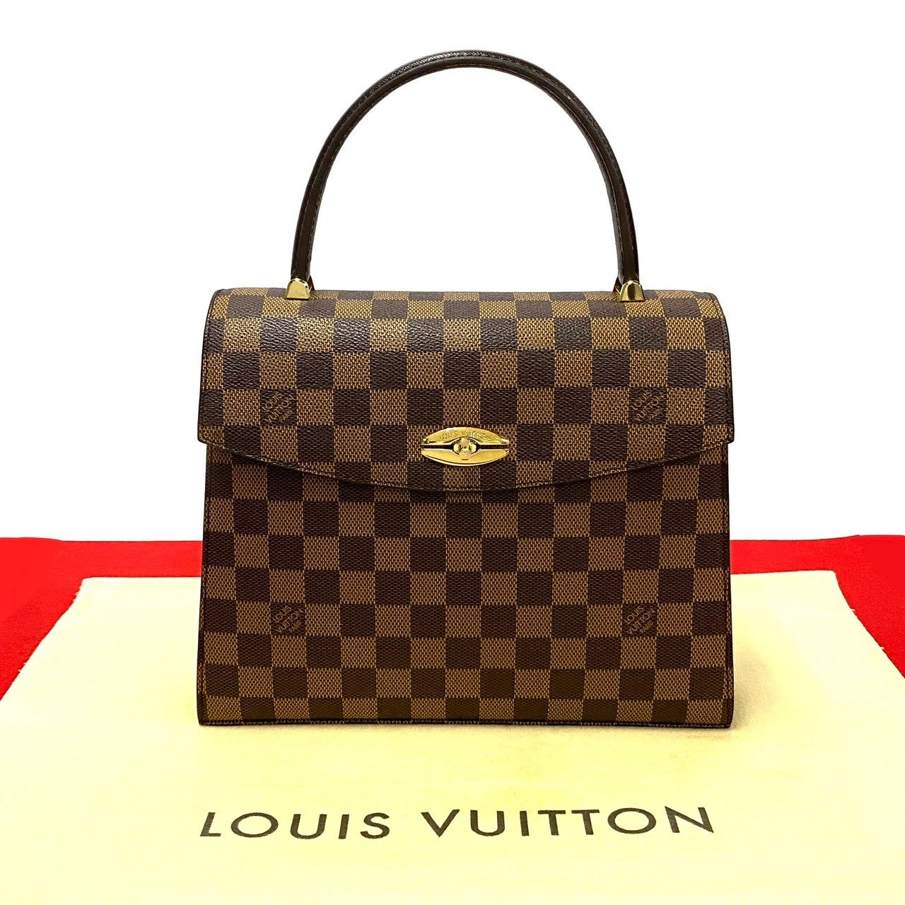 LOUIS VUITTON Handbag leather Brown Damier Malesherbes