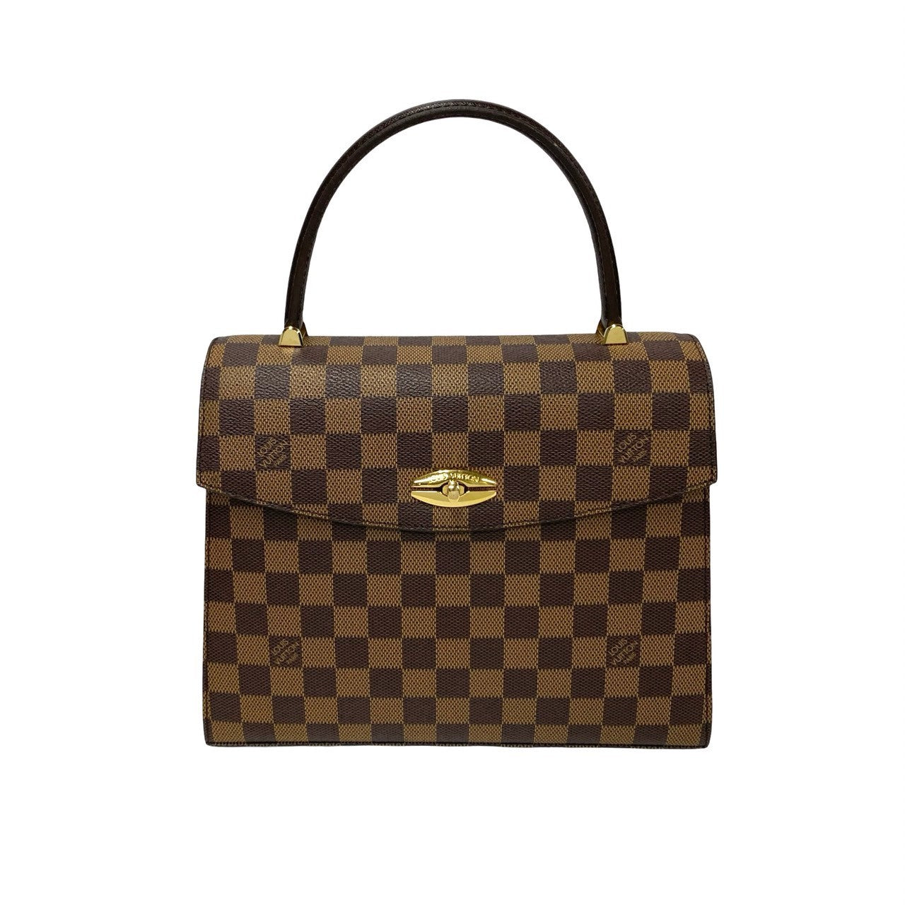 LOUIS VUITTON Handbag leather Brown Damier Malesherbes