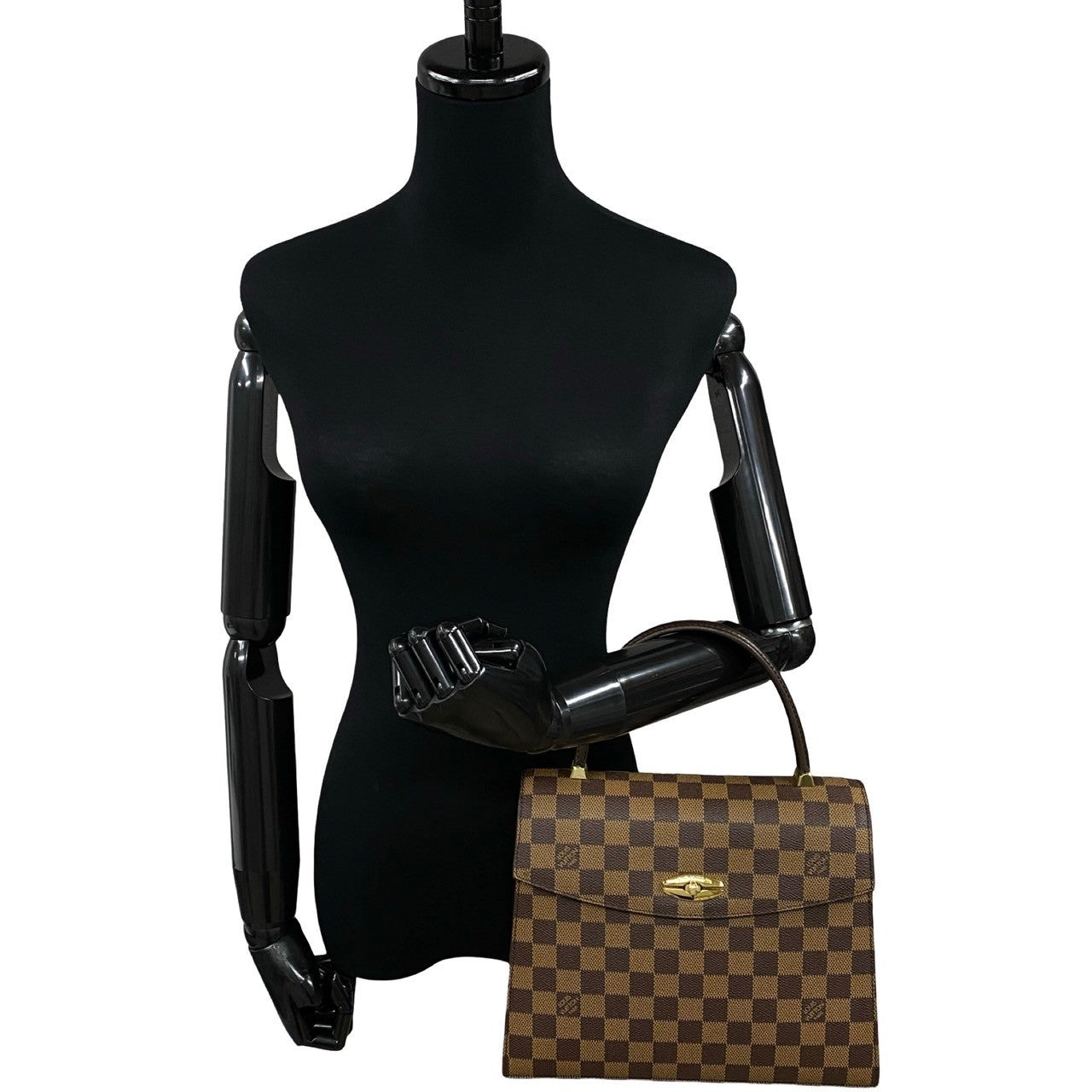 LOUIS VUITTON Handbag leather Brown Damier Malesherbes