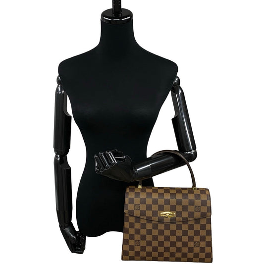 LOUIS VUITTON Handbag leather Brown Damier Malesherbes