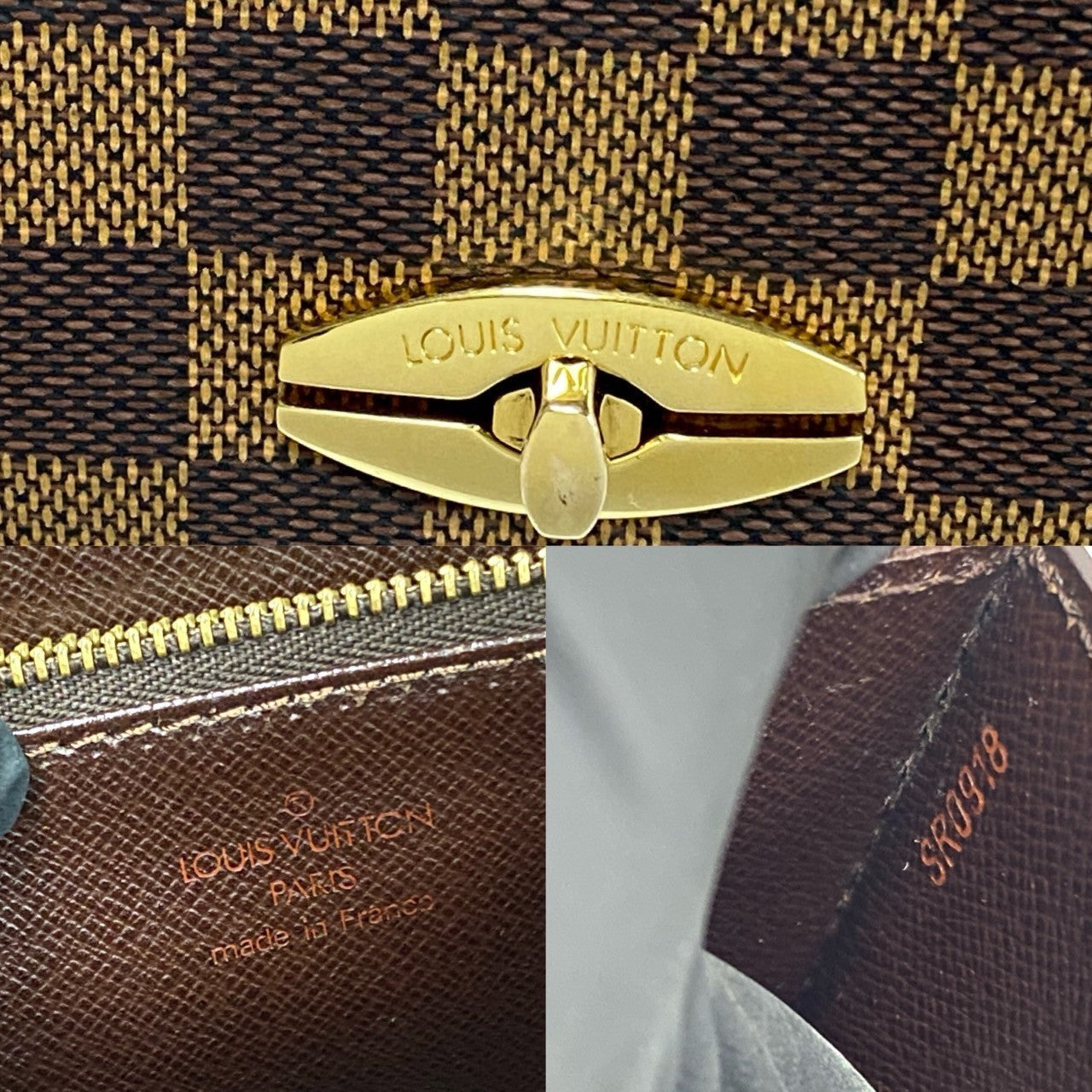 LOUIS VUITTON Handbag leather Brown Damier Malesherbes