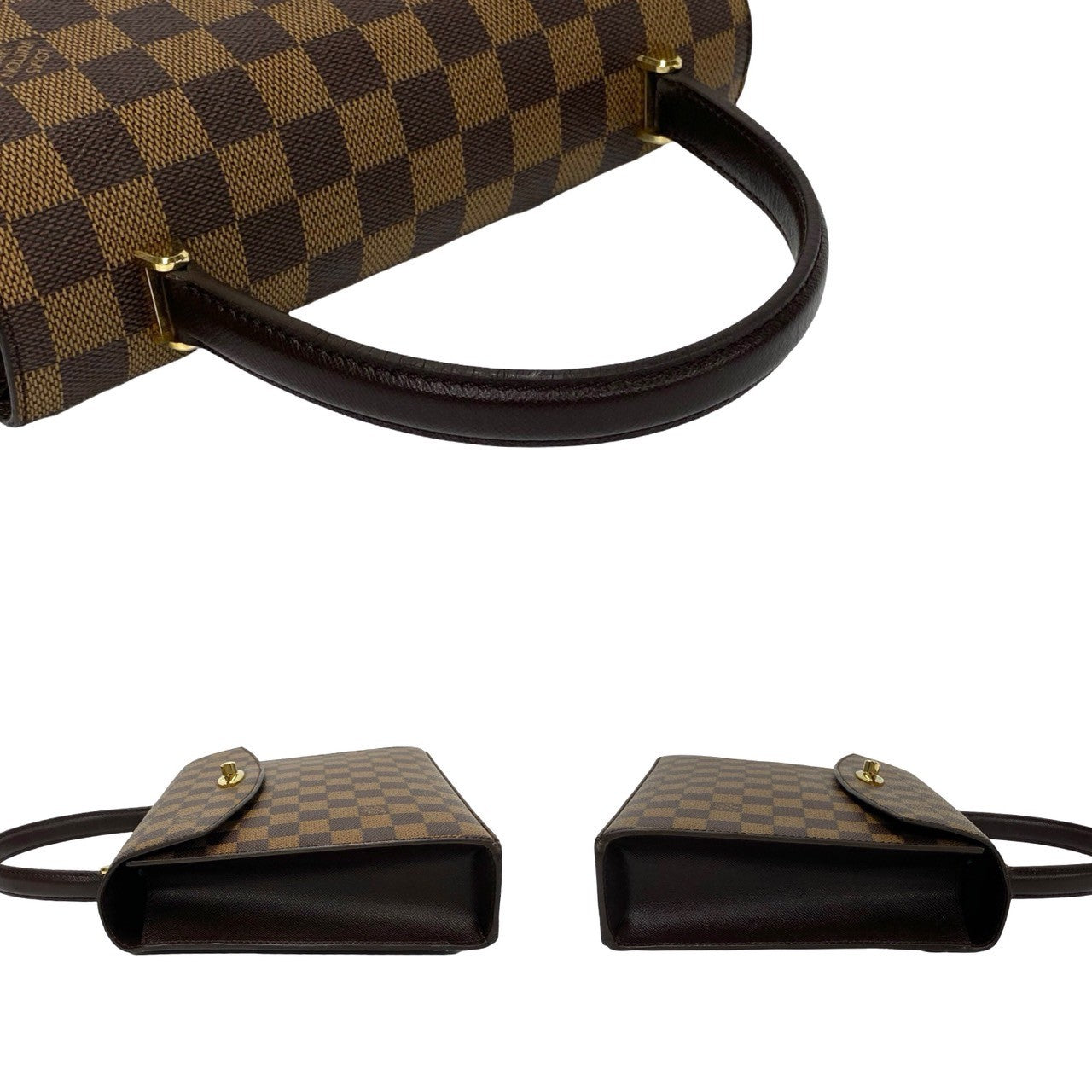 LOUIS VUITTON Handbag leather Brown Damier Malesherbes