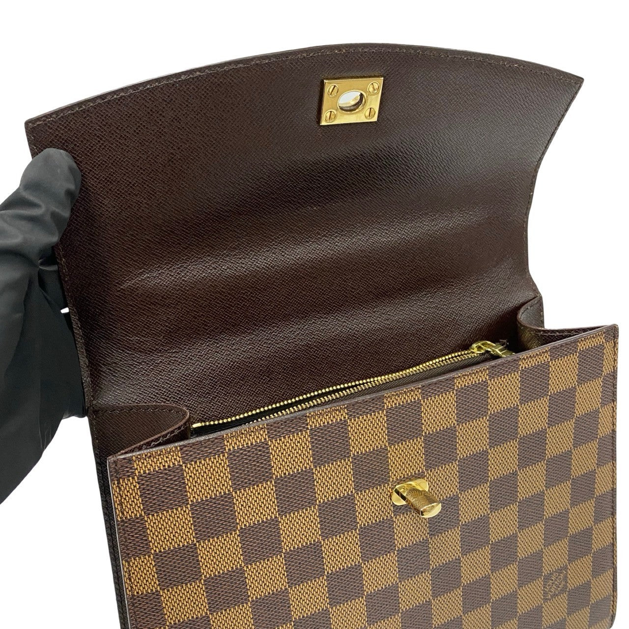 LOUIS VUITTON Handbag leather Brown Damier Malesherbes
