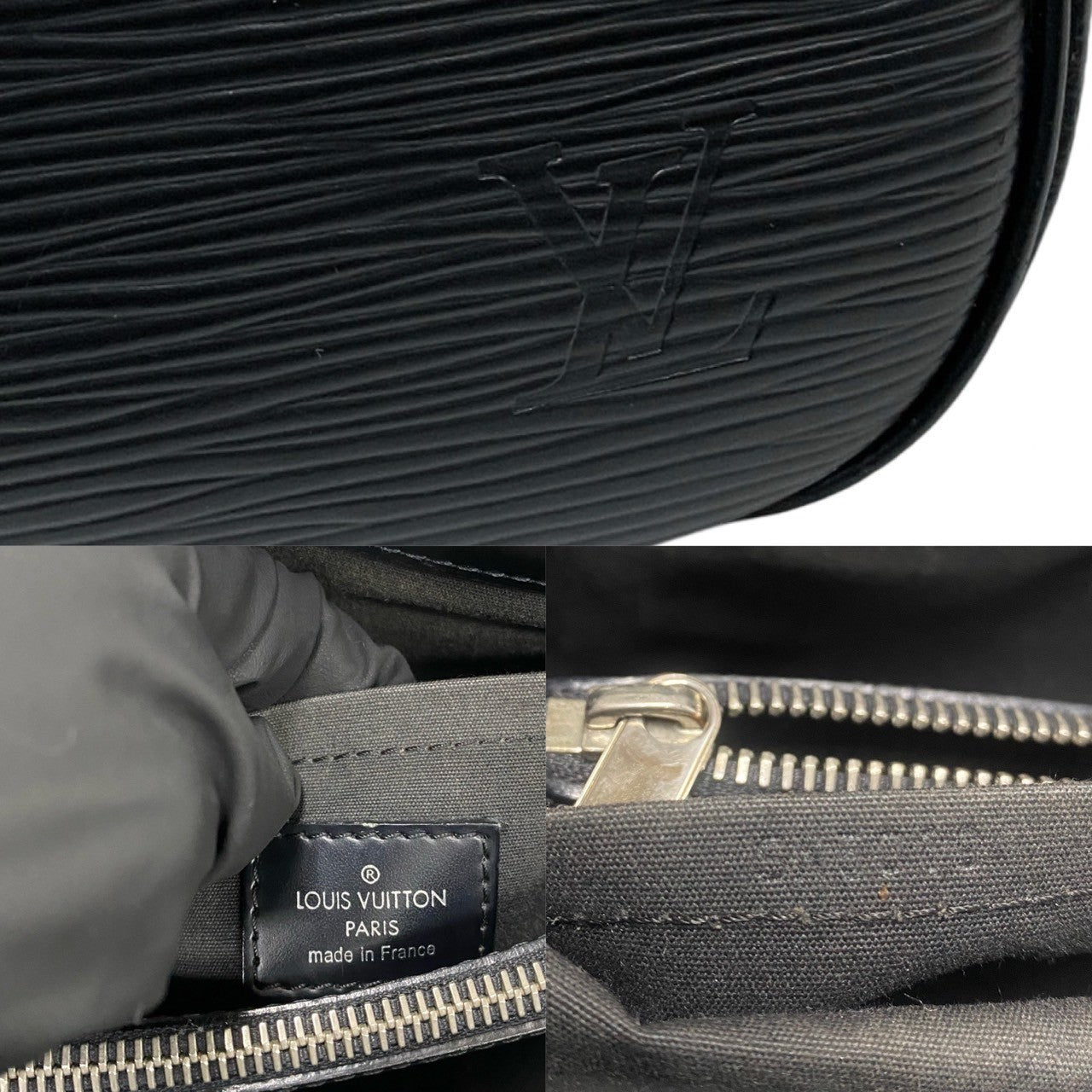 LOUIS VUITTON Handbag leather black Epi Passy PM
