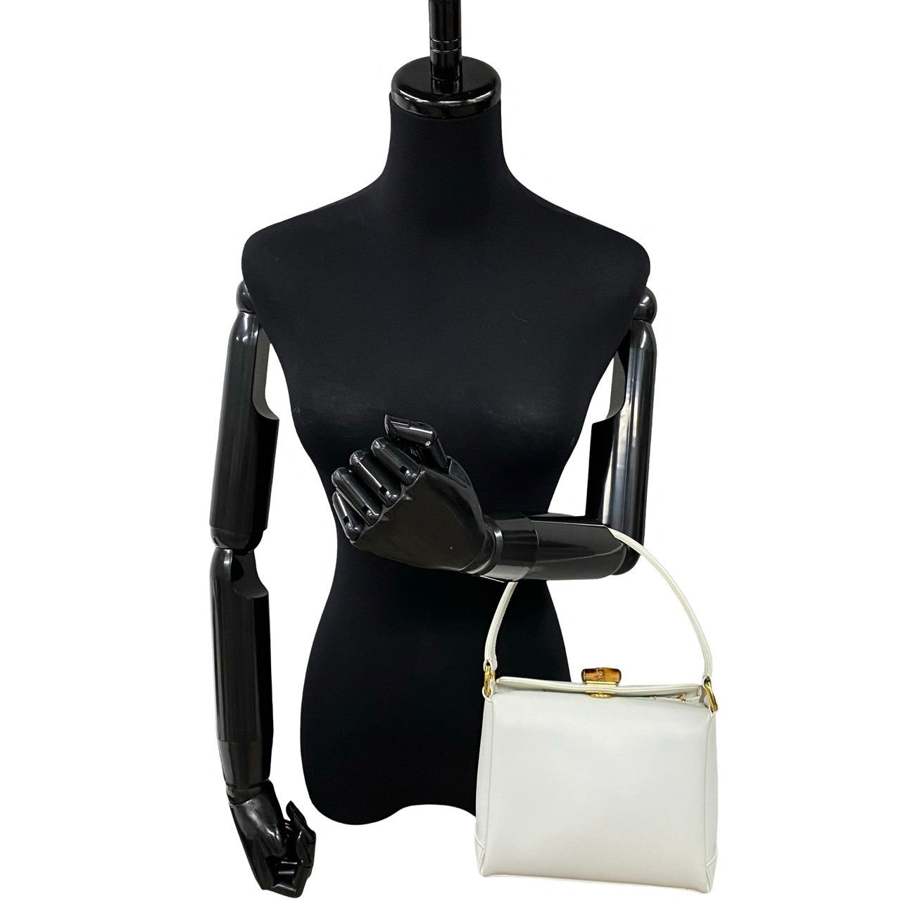 GUCCI Handbag leather white Bamboo