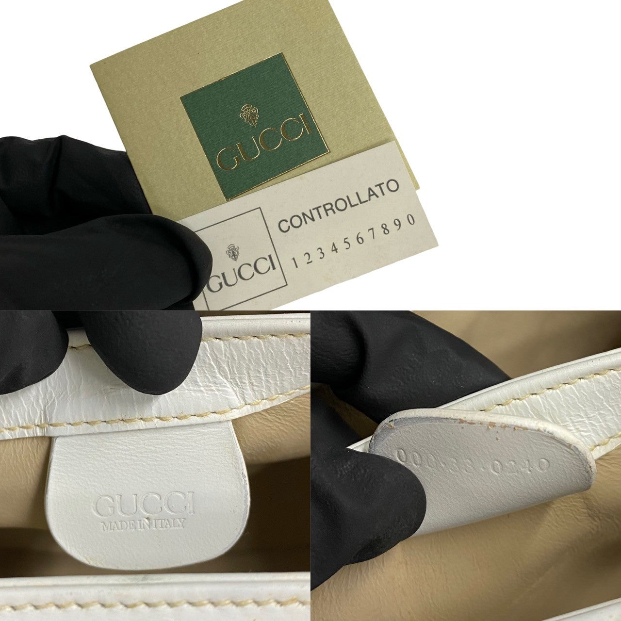 GUCCI Handbag leather white Bamboo