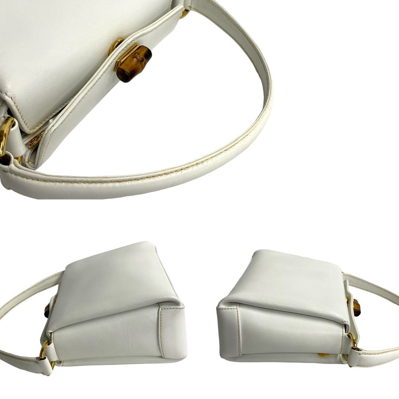 GUCCI Handbag leather white Bamboo