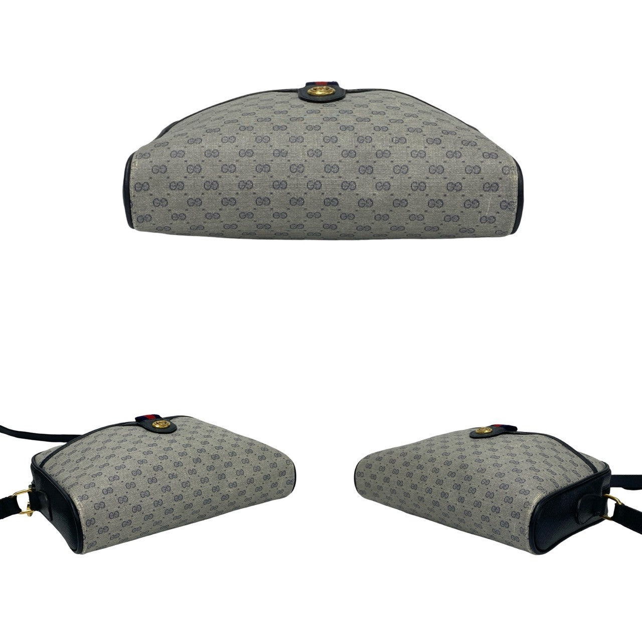 GUCCI Shoulder Bag leather Navy Sherry line
