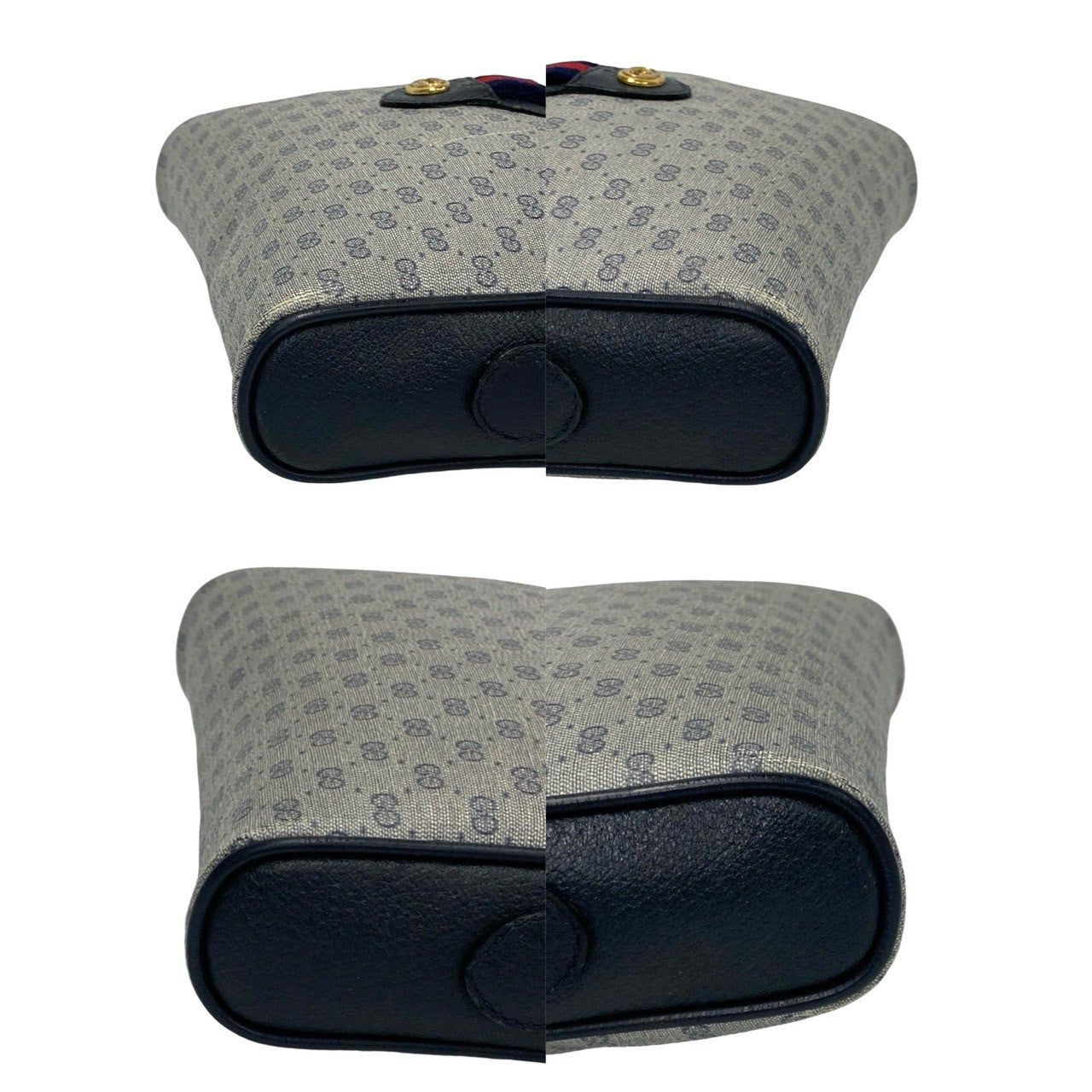 GUCCI Shoulder Bag leather Navy Sherry line