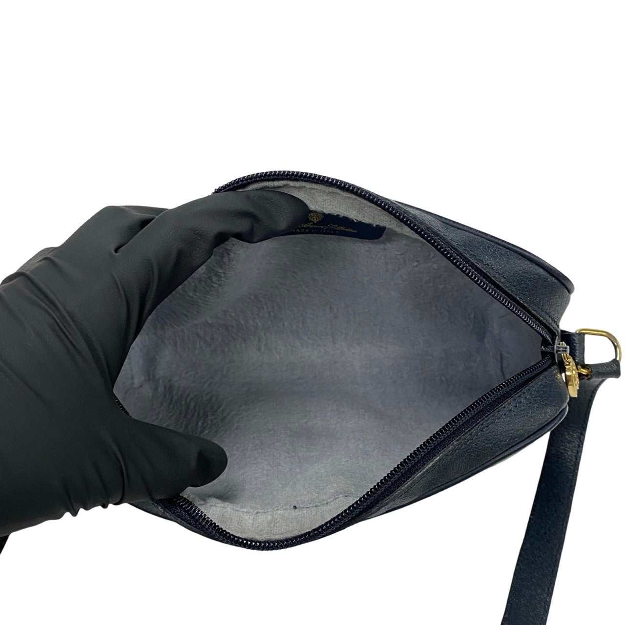 GUCCI Shoulder Bag leather Navy Sherry line