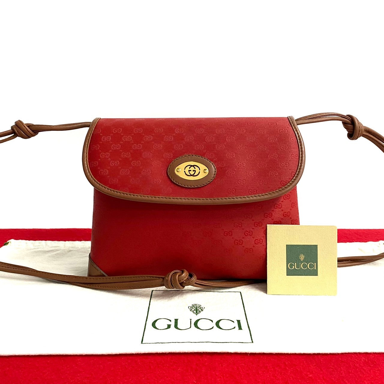 GUCCI Shoulder Bag leather Red