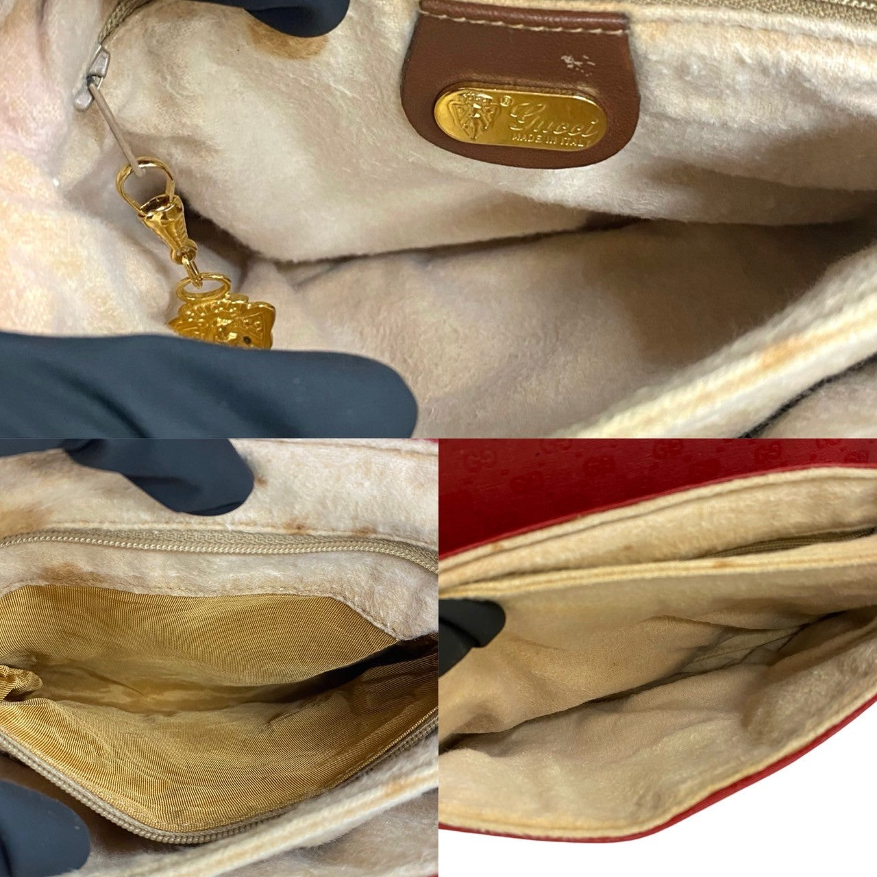 GUCCI Shoulder Bag leather Red