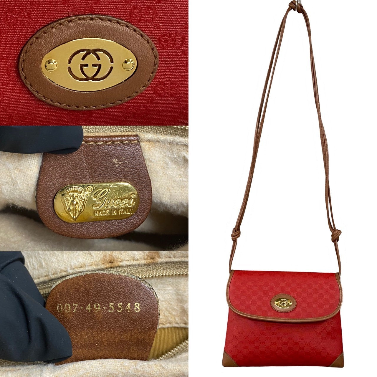 GUCCI Shoulder Bag leather Red