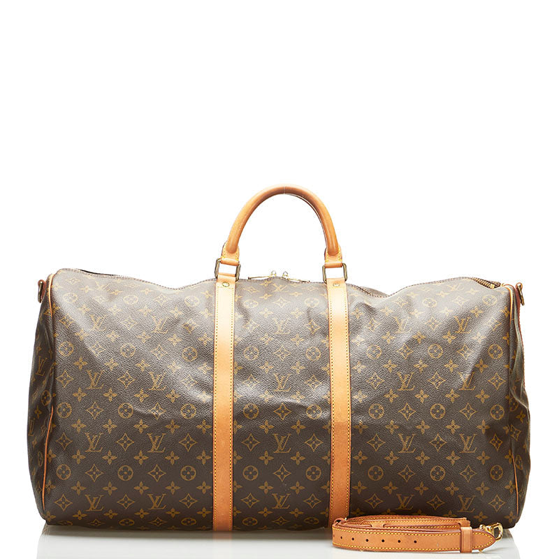 Louis Vuitton Brown Canvas Keepall Bandouli√®re 60 travel bag
