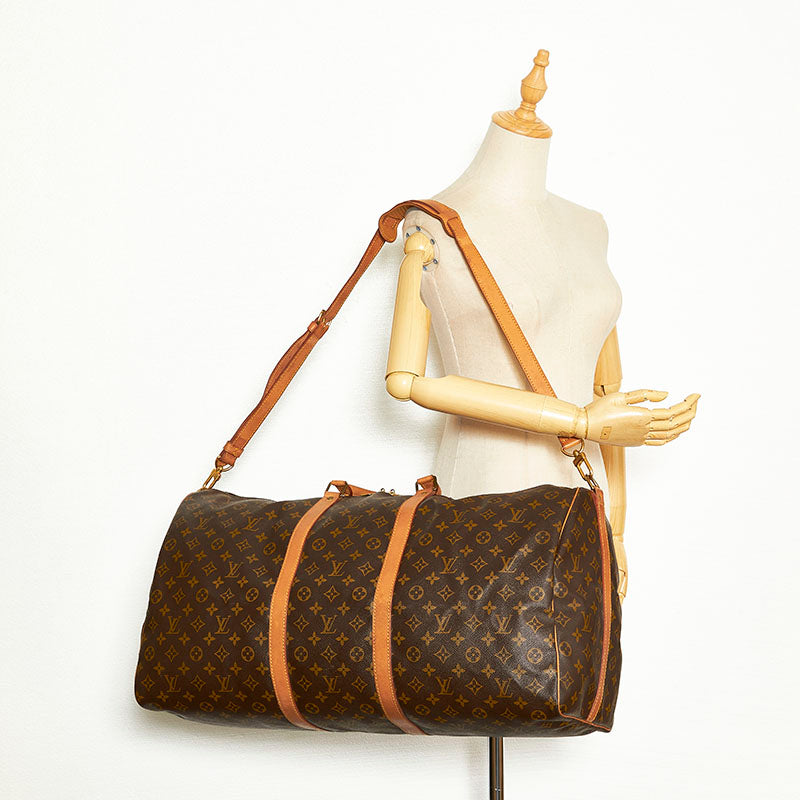 Louis Vuitton Brown Canvas Keepall Bandouli√®re 60 travel bag