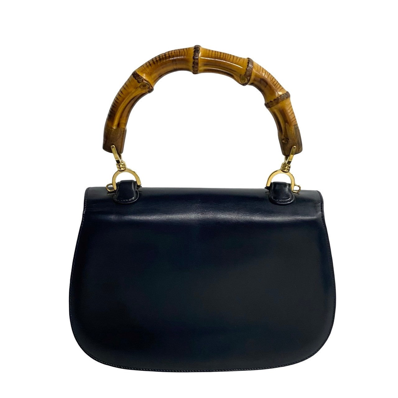 GUCCI Handbag Calfskin Navy Bamboo