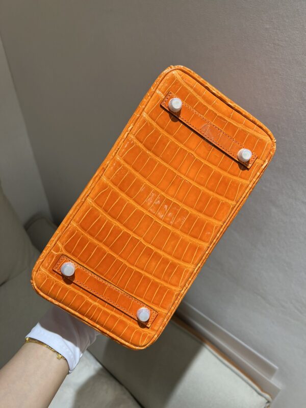 Hermes Birkin 25 Leather Gold Hardware Handbag Bag for Women (Orange Shine)