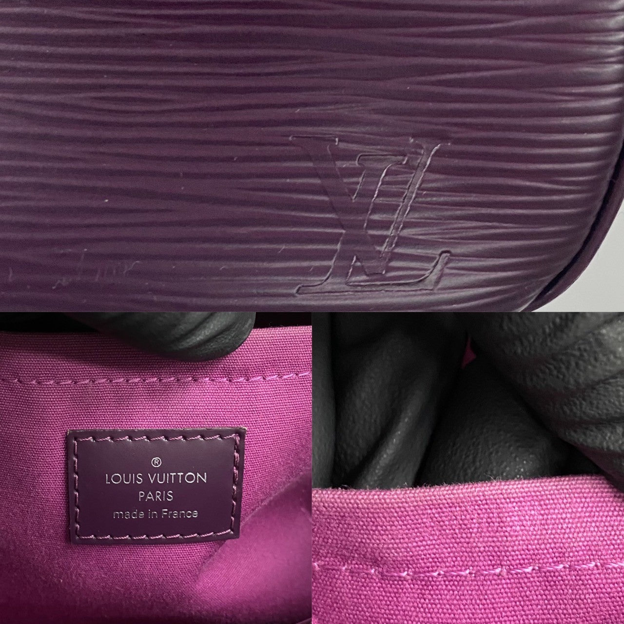 LOUIS VUITTON Handbag leather purple Epi Passy PM