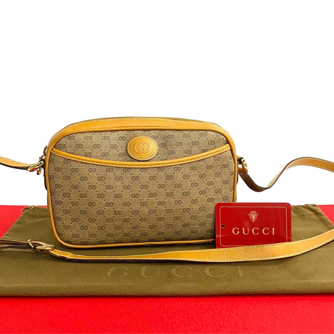 GUCCI Shoulder Bag leather Brown