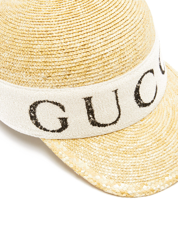 Gucci Logo-print Straw Baseball Cap in White