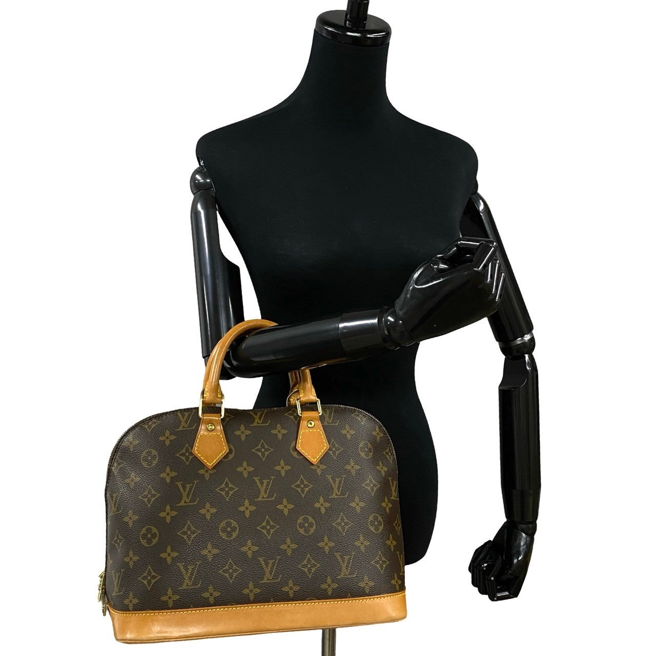 LOUIS VUITTON Handbag leather Brown Monogram Alma