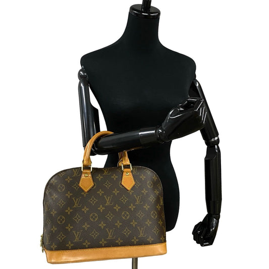 LOUIS VUITTON Handbag leather Brown Monogram Alma