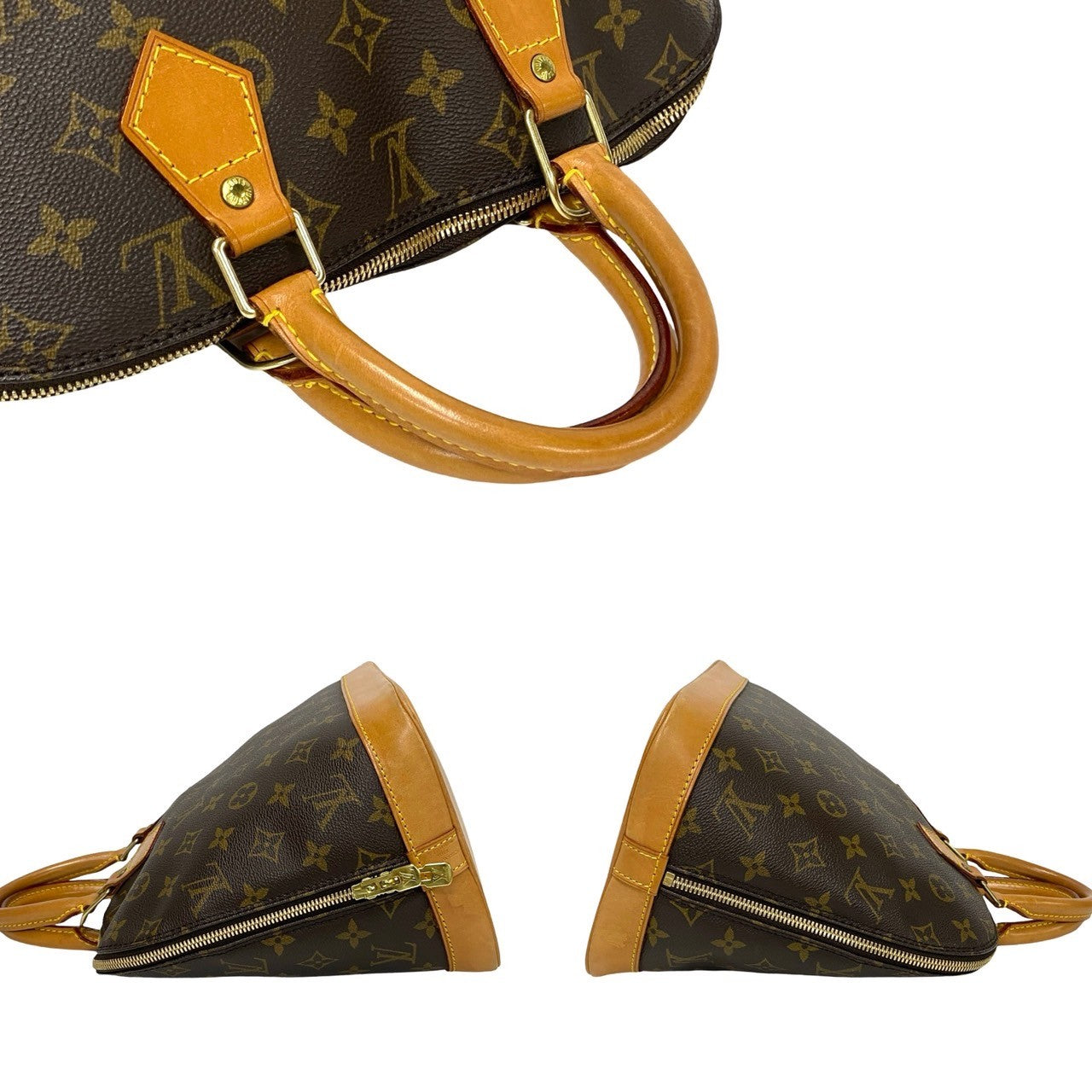 LOUIS VUITTON Handbag leather Brown Monogram Alma